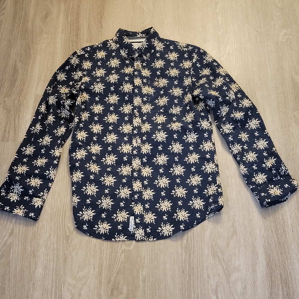 Original Penguin Navy and Cream Floral Button Down Shirt